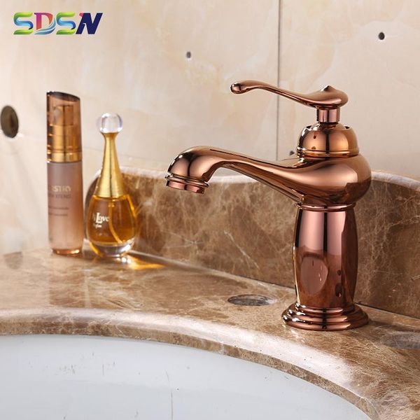 

rose gold bathroom faucet sdsn multi-layer plating brass basin faucets quality copper rose gold basin tap cold water faucet