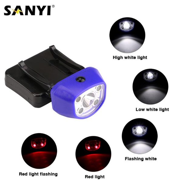 

sanyi led cap light inductive headlight headlamp head head cap hat light clip on fishing lamp use 3 x
