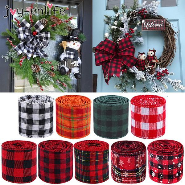 

6m/roll linen tartan ribbons fabric handmade crafts gift packing christmas decoration for home xmas noel natal 2020