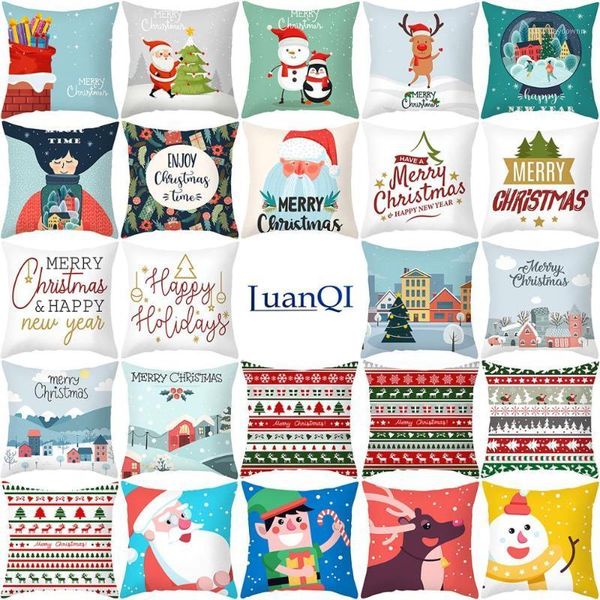 

christmas decorations luanqi cushion cover polyester pillowcover cartoon santa claus elk throw pillow case xmas home decor1