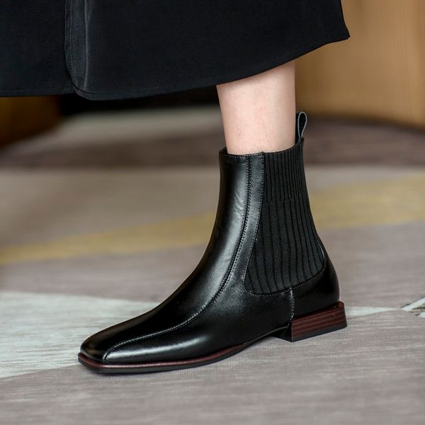 

2021 новая лодыжка лаконичная женщина эластичная ножевая полоса вниз к обуви женщине ботинки wwe1, Black