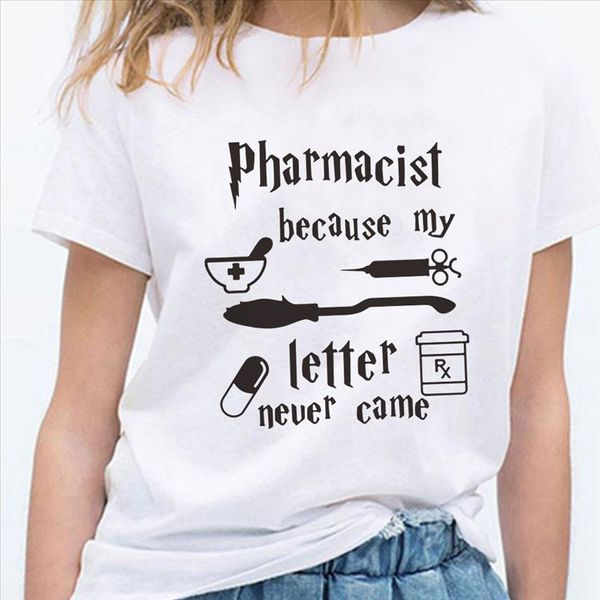 

pharmacist profession womens t shirts plus size short sleeve ropa tumblr mujer harajuku elegant instagram clothes office lady, White