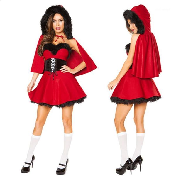 

women christmas santa claus costume nightclub ds performance cosplay little red riding hood fancy dress dress1, Silver