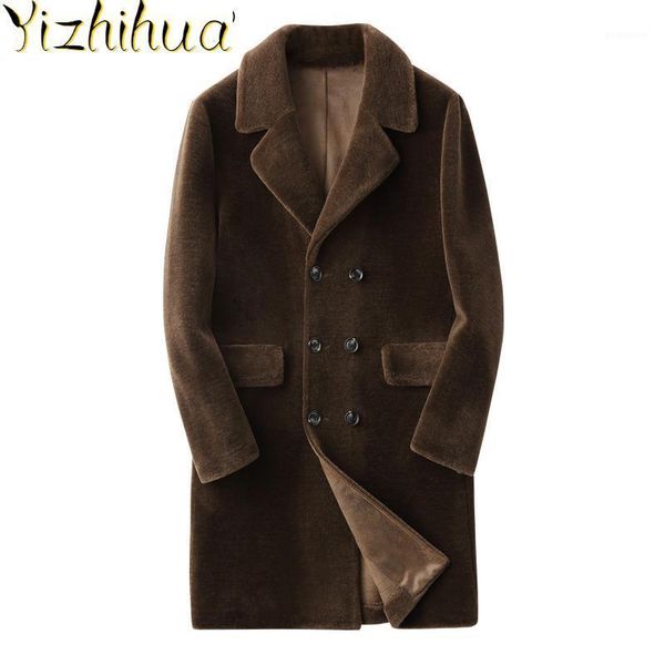 

azazel men's real fur coat autumn winter jacket men long sheep shearing 200% wool fur coats plus size 5xl kfs29m204-j kj33961, Black