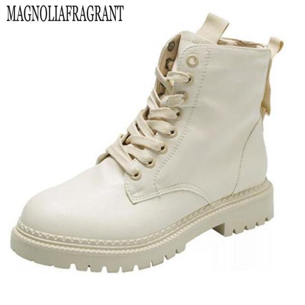 

british style women ankle boots female autumn shoes women fashion motorcycle boots lace up single botas de mujer hy982, Black