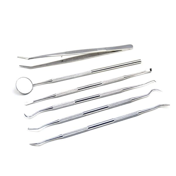 

6pcs stainless steel dental tools kit teeth tartar scraper mouth mirror oral pick tool teeth scaler for individual & professional use