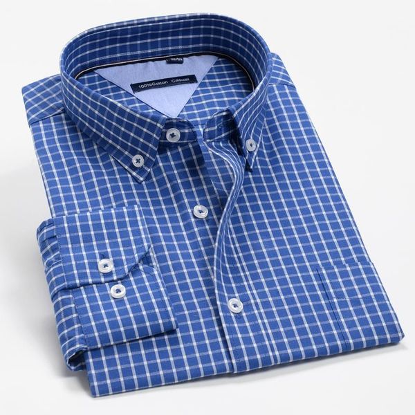 

blue green purple black classic plaid long sleeve shirt 100% cotton comfortable autumn brand men's large size casual shirt, White;black