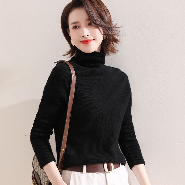 

2021 degree yuanbao needle women's 100% goat cashmere mesh sweaters winter 6 colour turtlenecks high female thick pullovers wz6n, White;black
