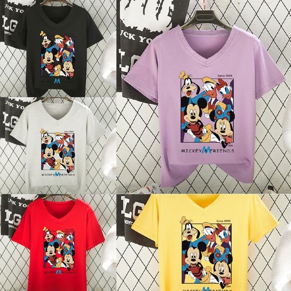 

izfpa summer new fashion t-shirt men's and women's v-neck short sleeve t-shirt loose coat versatile 0fas8, White