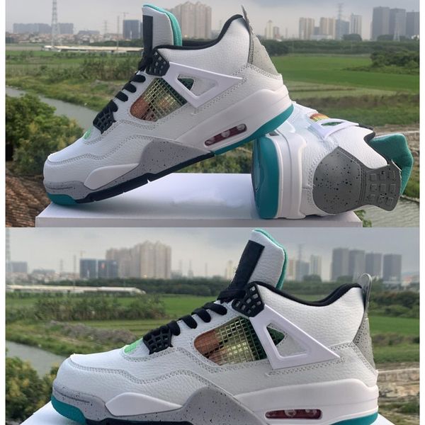 

new og rasta 4 4s basketball shoes for men carnival lucid green white leather sport sneakers baskets trainers zapatos chaussures size 13