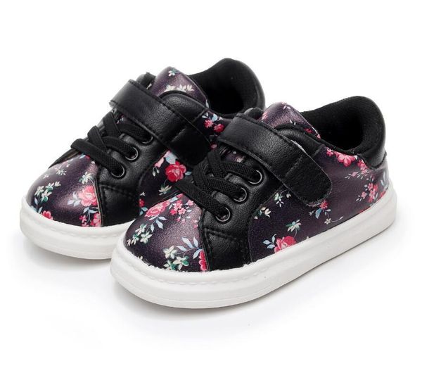 

hongteya 2020 cute girls baby shoes soft comfortable leather flower kids sneakers toddler girls newborn shoes baby first walker lj201104, Black;grey
