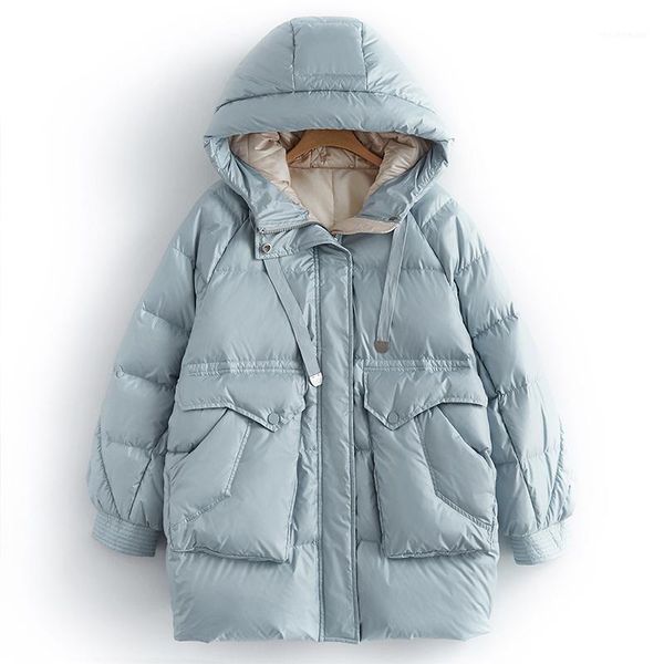 

korean style women winter coat white duck down filling thick warm down jacket large size outwear coat snow wear1, Black