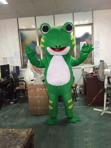 2019 fábrica de fábrica de mascote traje rã mascotter desenhos animados fantasia vestido traje halloween fantasia vestido natal para festa