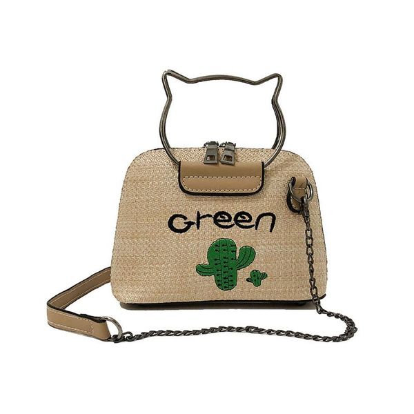 

summer women letter straw bags ins popular female fashion beach handbag lady travel chains shoulder bag casual woven tote ss3352