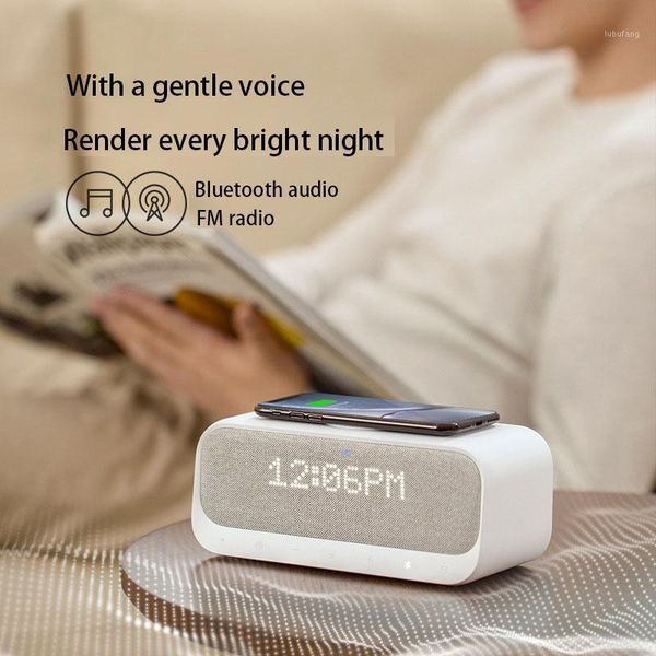 

portable bluetooth 5.0 speaker wake up bluetooth speaker alarm clock stereo sound fm radionoise qi wireless charger1