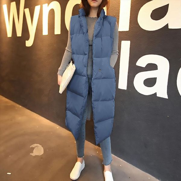 

new winter thicken warm cotton down vest women fashion single button loose version long sleeveless coat women veste femme mj1, Black;white