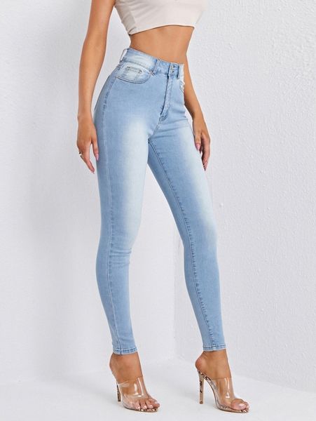 

high waist skinny jeans 84wz#, Blue