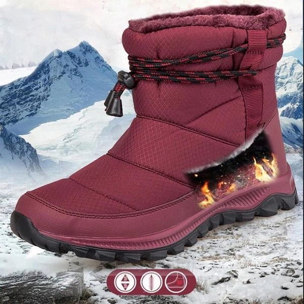 

women boots warm winter outdoor waterproof snow boots woman shoes warm winter shoes thick fleece fur ankle for women #li3r