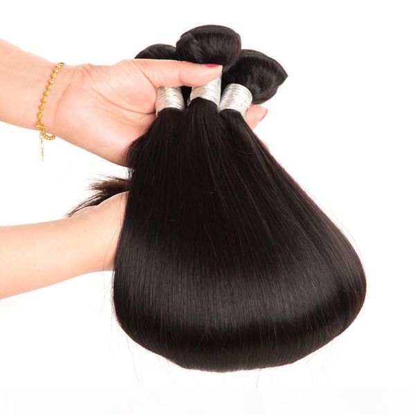 

elibess hair-peruvian straight hair bundles 100g 10-28inch remy hair weave natural color 100% human hair bundles, Black