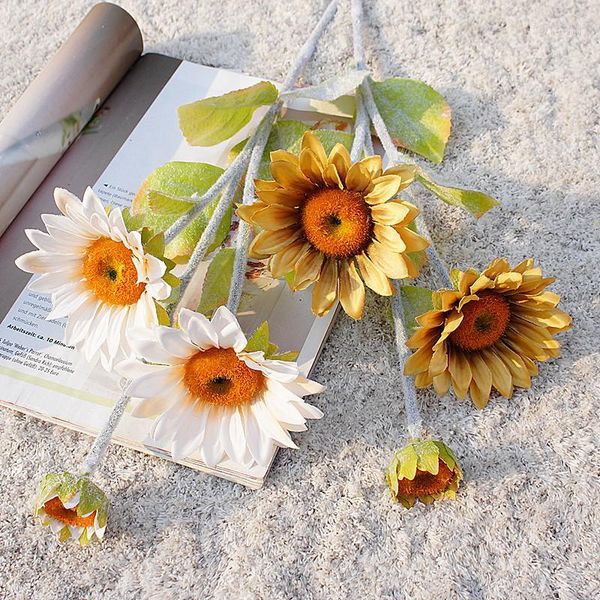 

decorative flowers & wreaths autumn fall european sunflowers home restaurant decoration silk flower artificial for pography set handmade diy