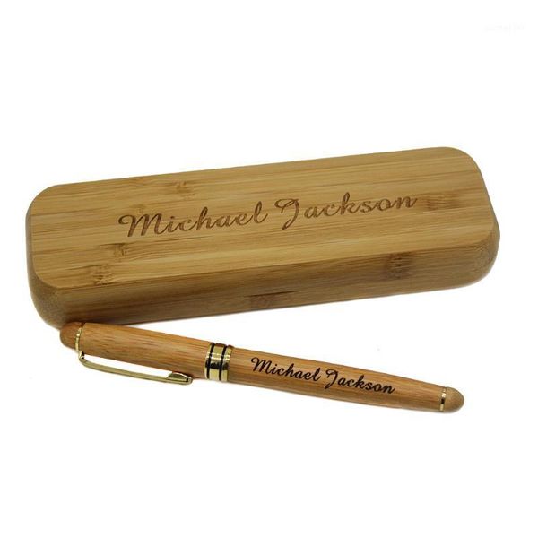 

engraved ballpoint pen personalized bamboo box case wedding favors birthday baptism party valentines day gift father's day favor1