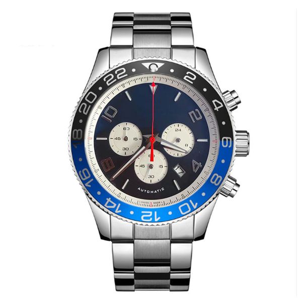 

new luxury man watches stainless steel automatic date fashion sports men watch quartz montre de luxe mens designer watches chronograph, Slivery;brown
