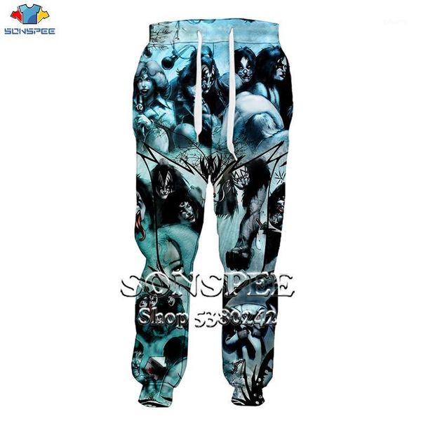 

sweatpants 3d print kiss band men trousers harajuku men/women streetwear rainbow six siege mens pants x2291, Black