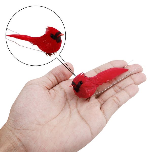 

10pcs cardinal birds lifelike decorative pendant holiday party christmas decorations and supplies