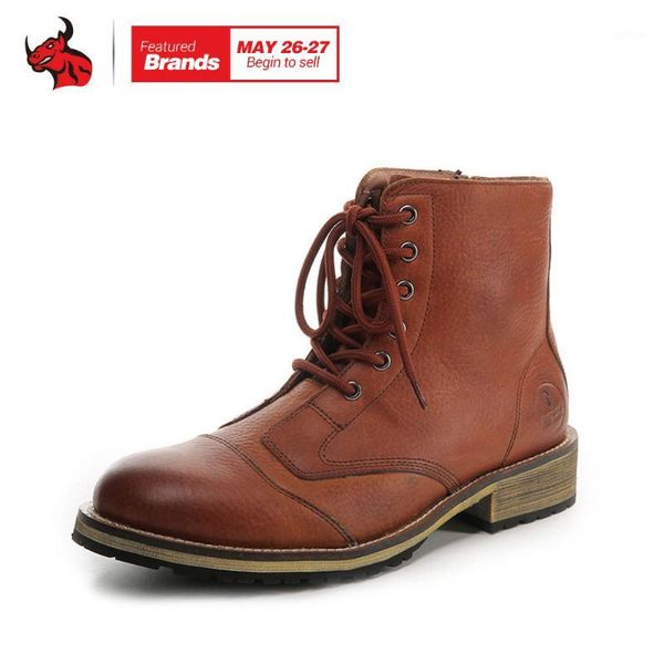 

arcx motorcycle boots leather motorcycle racing boots men road knight coffee color retro moto motocross1