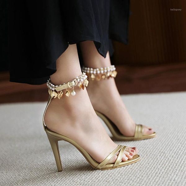 

2021 summer women solid color buckle high heels sequin shining pumps shoes woman wedding party sandals big size 50 t3091, Black
