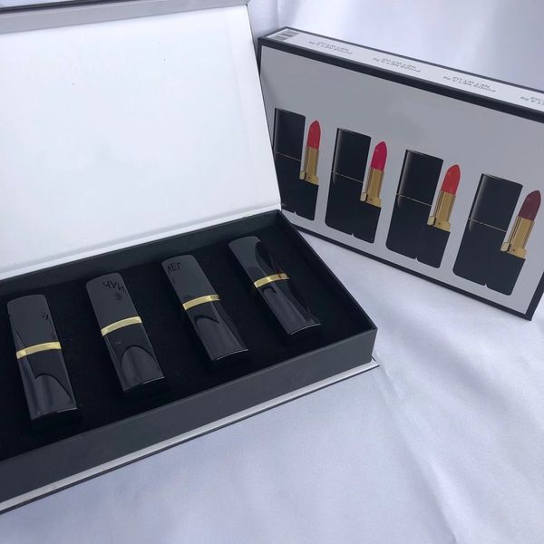 

selling makeup classic 4 colors matte lipstick black tube 4pcs/set make up cosmetics fast shipping