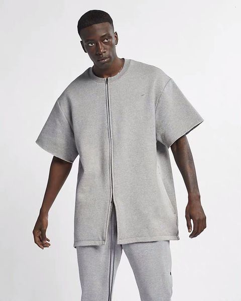 

selling 2020 new fear of god fog zipper short sleeve sweatshirt cotton tee fashion men women short sleeve casual t shirt, White;black