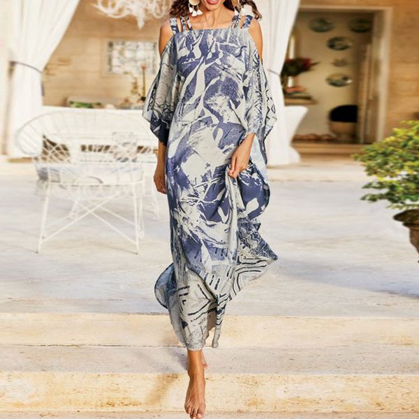 

2021 bohemian ladies dressed in spring fall fashion loose simple fine designer sellers print without suspenders l36m, Black;gray