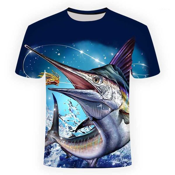 

cool summer t-shirts tropical print t-shirtfish t-shirt funny fish with short sleevest shirts summer fishinger 3 d fish t-shirt31, White;black