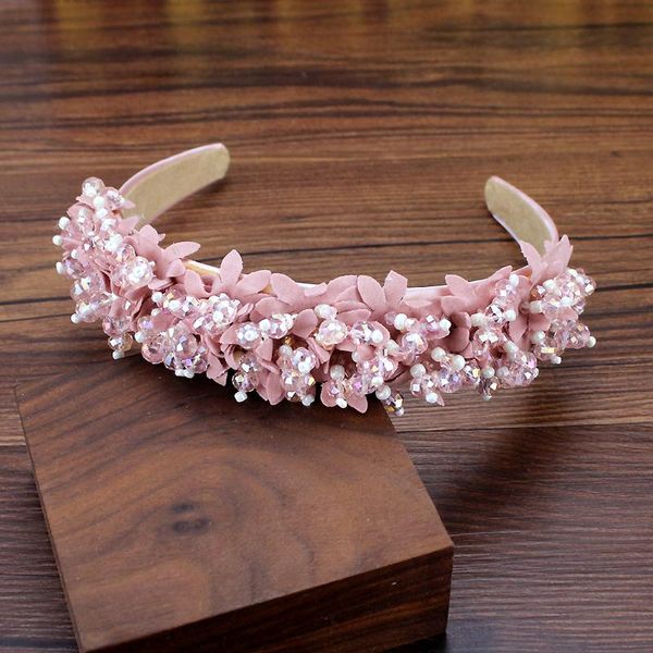

boho handmade white pink flower bridal hairbands crystal beads wedding headbands for women elegant hair decorations, Golden;silver