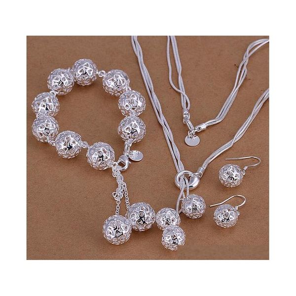 

high grade 925 sterling silver tai chi hanging three-dimensional three-piece ball jewelry set dfmss111 brand new factory direct 925 1sbpl, Black