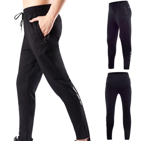 

running pants mens sport leggings zipper pocket athletic football soccer training long fitness jogging gym trousers1, Black;blue