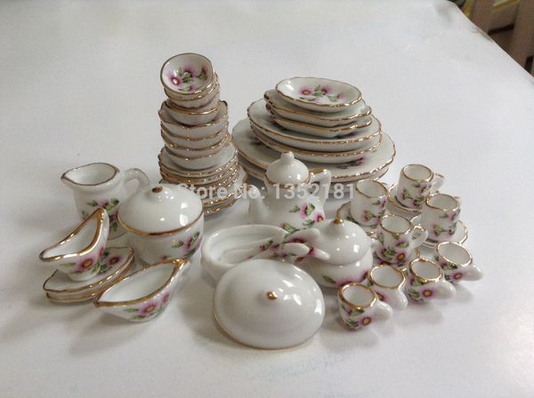 

1:12 cute dollhouse miniature flower tableware set 50pcs 1085 1019