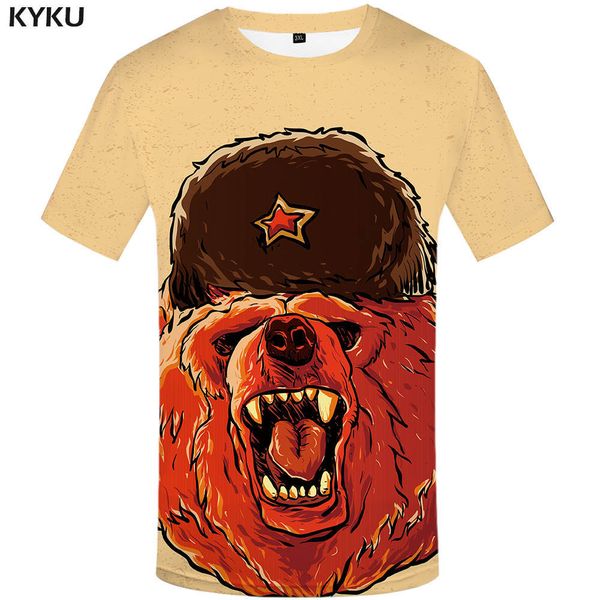 

brand russia bear war military gun men cool 3d print shirts hentai hippie humor men clothing