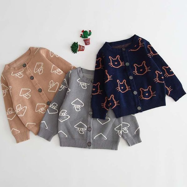 

jackets baby girl coat knit cardigan autumn winter boy born cotton jacket cartoon child clothes1, Blue;gray