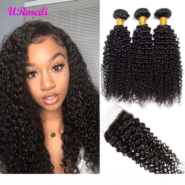 

brazilian kinky curly virgin hair bundles with closures 10a grade virgin hair brazilian deep wave curly virgin human hair 30 inch bundles, Black;brown