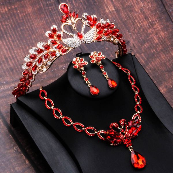 

bridal red headdress ceremony hair ornament baroque atmosphere wedding dress accessories crown fairy beauty suit, Silver