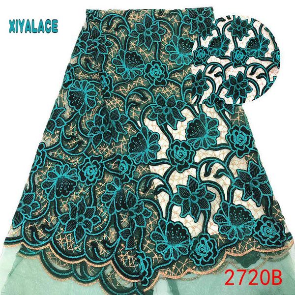

африканский ткань шнурка 2020 высокого качества нигерийский кружева ткани вышивки французский тюль ткань ya2720b-1, Pink;blue
