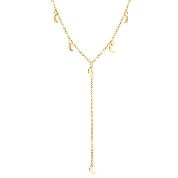 

timeonly delicate moons titanium steel choker necklaces small linked neckalce for women girls temperament birthday gifts jewelry, Golden;silver