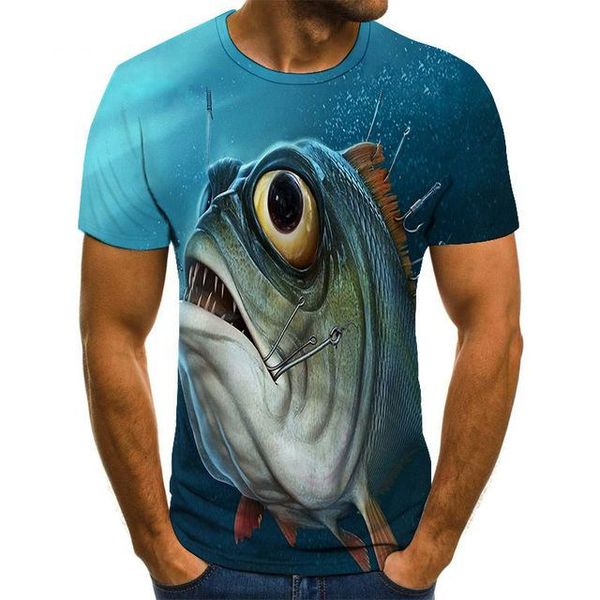 

fish pattern trend youth cool 3d print shirts horror kawaii harajuku men clothing