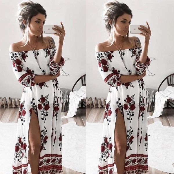 

new arrival women ladies clothing dress chiffon floral long sleeve party flower casual long maxi dresses for women sundress, Black;gray