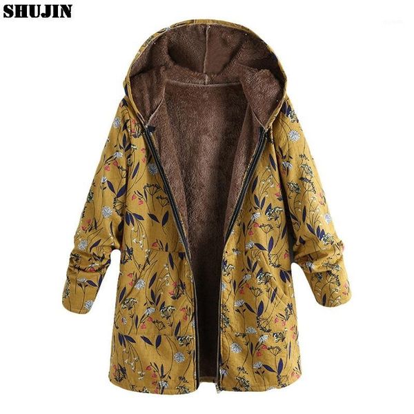 

shujin thicken parkas coat women oversized yellow hooded fleece vintage outerwear abrigos mujer invierno plus size 5xl new1, Tan;black
