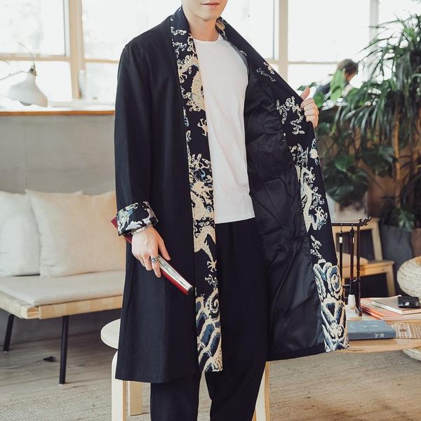 

new 2020 autumn style linen splicing large size loose medium length windbreaker men's coat youth, Tan;black