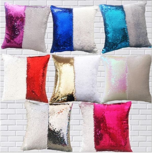 

sequin double colors reversible cushion sofa throw pillowcase printed pattern pillow case cover house decoration dhc3608