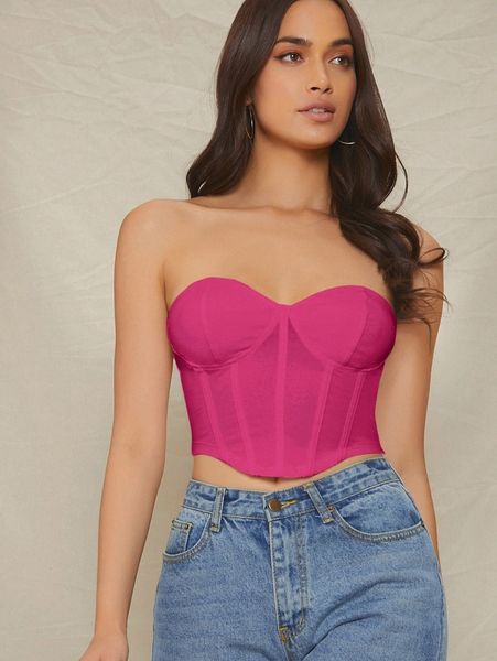 

bustier crop tube 53qz#, White